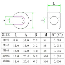 Load image into Gallery viewer, 316 Stainless Steel Garden Wire Rope Fixed Clip, 2 PCS M4x2, 2 PCS M8x3, 2 PCS M8x4, 2 PCS M10x5, 2 PCS M10x6