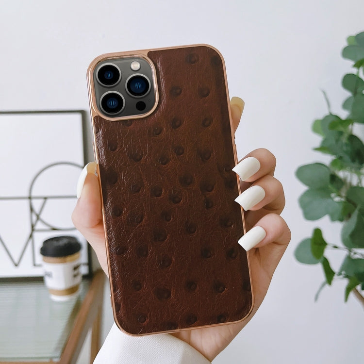 Genuine Leather Ostrich Texture Nano Case, For iPhone 13 Pro, For iPhone 13 Pro Max, For iPhone 13, For iPhone 14 Plus, For iPhone 14 Pro Max, For iPhone 14 Pro, For iPhone 14