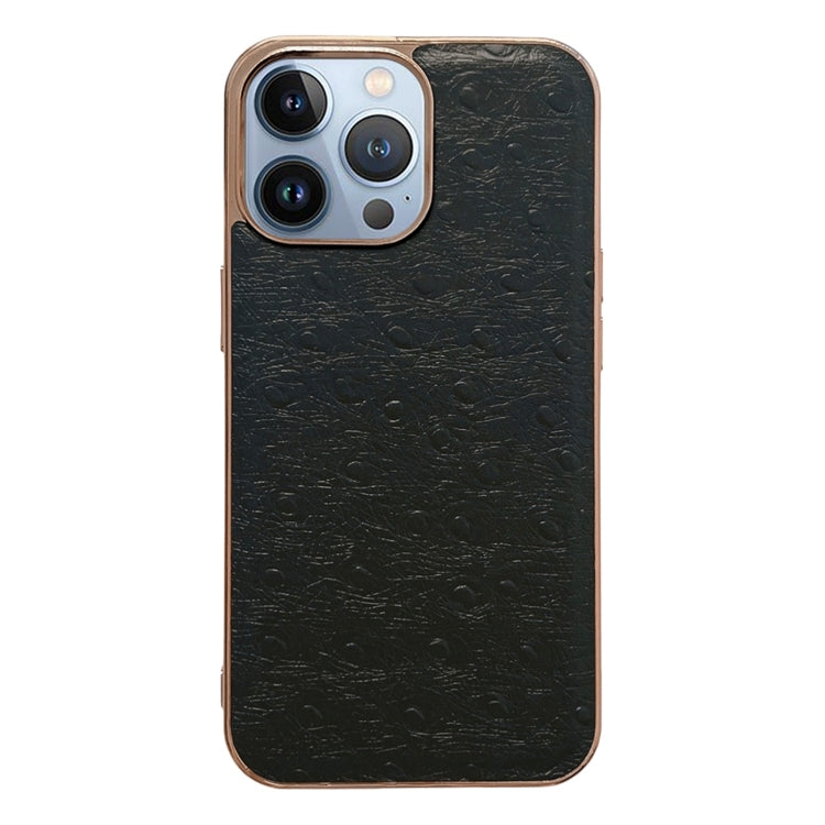 Genuine Leather Ostrich Texture Nano Case, For iPhone 13 Pro, For iPhone 13 Pro Max, For iPhone 13, For iPhone 14 Plus, For iPhone 14 Pro Max, For iPhone 14 Pro, For iPhone 14