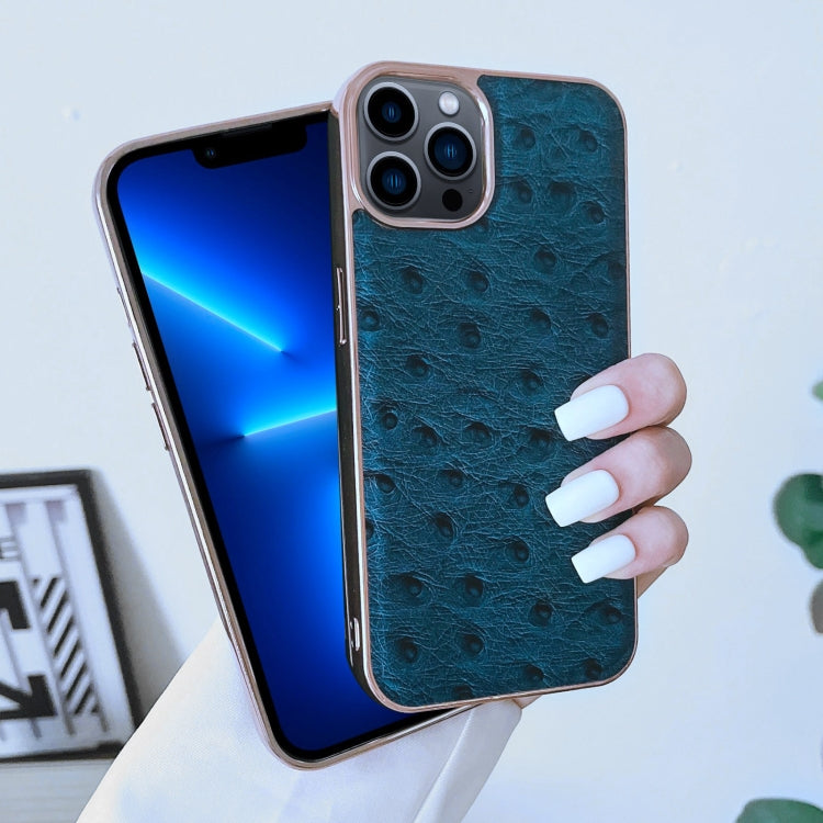 Genuine Leather Ostrich Texture Nano Case, For iPhone 13 Pro, For iPhone 13 Pro Max, For iPhone 13, For iPhone 14 Plus, For iPhone 14 Pro Max, For iPhone 14 Pro, For iPhone 14