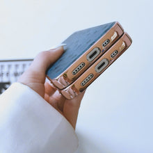 Load image into Gallery viewer, Genuine Leather Ostrich Texture Nano Case, For iPhone 13 Pro, For iPhone 13 Pro Max, For iPhone 13, For iPhone 14 Plus, For iPhone 14 Pro Max, For iPhone 14 Pro, For iPhone 14