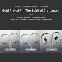 Load image into Gallery viewer, CVJ V2 1.25m Oxygen-free Copper Original 3.5mm Elbow Earphone Cable, 0.75mm No Mic, 0.78mm No Mic, 0.75mm with Mic, 0.78mm with Mic