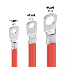 Load image into Gallery viewer, Car 50cm Red + Black Pure Copper Battery Inverter Cable, 10AWG 6-5, 8AWG 10-6, 6AWG 25-8, 6AWG 25-10