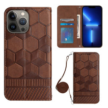 Load image into Gallery viewer, Crossbody Football Texture Magnetic PU Phone Case, For iPhone 13 Mini, For iPhone 13 Pro, For iPhone 13 Pro Max, For iPhone 14, For iPhone 14 Plus, For iPhone 14 Pro, For iPhone 14 Pro Max, For iPhone SE 2022/SE 2020/8/7
