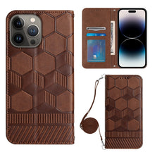 Load image into Gallery viewer, Crossbody Football Texture Magnetic PU Phone Case, For iPhone 13 Mini, For iPhone 13 Pro, For iPhone 13 Pro Max, For iPhone 14, For iPhone 14 Plus, For iPhone 14 Pro, For iPhone 14 Pro Max, For iPhone SE 2022/SE 2020/8/7