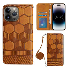 Load image into Gallery viewer, Crossbody Football Texture Magnetic PU Phone Case, For iPhone 13 Mini, For iPhone 13 Pro, For iPhone 13 Pro Max, For iPhone 14, For iPhone 14 Plus, For iPhone 14 Pro, For iPhone 14 Pro Max, For iPhone SE 2022/SE 2020/8/7