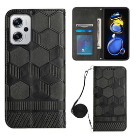 Crossbody Football Texture Magnetic PU Phone Case, For Xiaomi Redmi Note 11T Pro