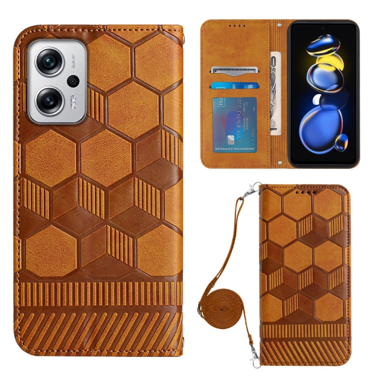 Crossbody Football Texture Magnetic PU Phone Case, For Xiaomi Redmi Note 11T Pro