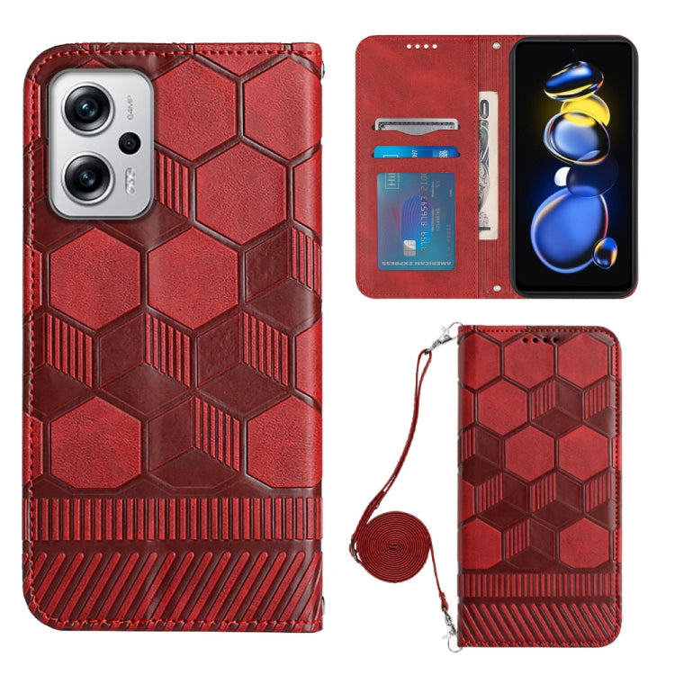 Crossbody Football Texture Magnetic PU Phone Case, For Xiaomi Redmi Note 11T Pro