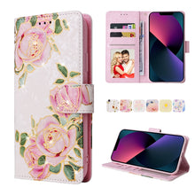 Load image into Gallery viewer, Bronzing Painting RFID Leather Case, For iPhone 14, For iPhone 14 Plus, For iPhone 14 Pro, For iPhone 14 Pro Max, For iPhone 13 mini, For iPhone 13, For iPhone 13 Pro, For iPhone 13 Pro Max