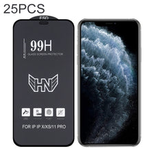 Load image into Gallery viewer, 25 PCS High Aluminum Large Arc Full Screen Tempered Glass Film, For iPhone 8 / 7 (25 PCS), For iPhone SE 2022 / SE 2020 (25pcs), For iPhone 11 Pro / XS / X (25 PCS), For iPhone 11 / XR (25 PCS), For iPhone 11 Pro Max / XS Max (25 PCS)