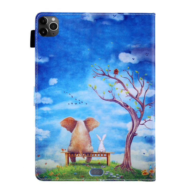 For iPad Pro 11 (2020) & (2018) Painted Pattern Tablet PC Protective Leather Case with Bracket & Card Slot & Photo Holder, Elephant Rabbit, Blue Pink Pineapple, Red Flower Pink Butterfly, Rose Flower, Red Flower Blue Butterfly, Pear Flower             ...