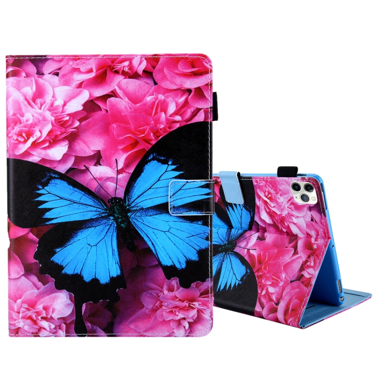 For iPad Pro 11 (2020) & (2018) Painted Pattern Tablet PC Protective Leather Case with Bracket & Card Slot & Photo Holder, Elephant Rabbit, Blue Pink Pineapple, Red Flower Pink Butterfly, Rose Flower, Red Flower Blue Butterfly, Pear Flower             ...