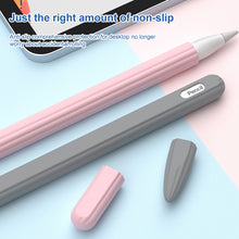 Load image into Gallery viewer, 3 in 1 Striped Liquid Silicone Stylus Case with Two Tip Caps, For Apple Pencil 1, For Apple Pencil 2