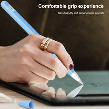 Load image into Gallery viewer, 3 in 1 Striped Liquid Silicone Stylus Case with Two Tip Caps, For Apple Pencil 1, For Apple Pencil 2