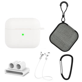 5 in 1 Silicone Earphone Protective Case + Earphone Bag + Earphones Buckle + Hook + Anti-lost Rope Set, For AirPods 3