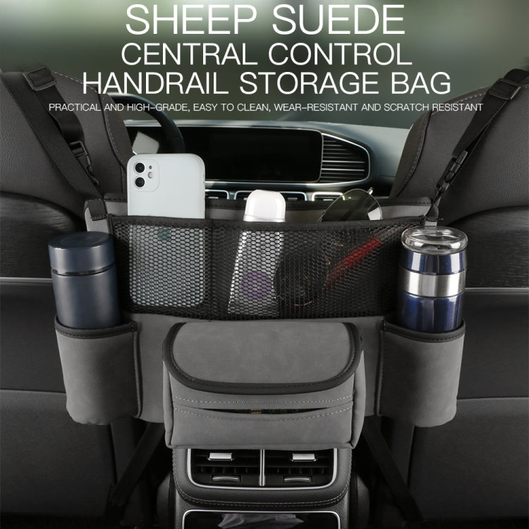 2 PCS Car Center Console Hanging Bag Sheepskin Leather Storage Bag