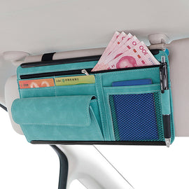 2 PCS Car Sun Viso Sheepskin Leather Storage Bag