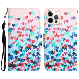 Colored Drawing Leather Phone Case, For iPhone 13 Pro, For iPhone 13 Pro Max, For iPhone 12 mini