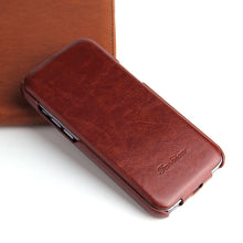 Load image into Gallery viewer, Fierre Shann Oil Wax Texture Vertical Flip PU Phone Case, For iPhone 14, For iPhone 14 Plus, For iPhone 14 Pro, For iPhone 14 Pro Max