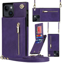 Load image into Gallery viewer, Cross-body Zipper Square Phone Case with Holder, For iPhone 14, For iPhone 14 Plus, For iPhone 14 Pro, For iPhone 14 Pro Max