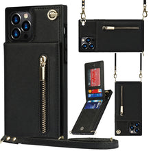Load image into Gallery viewer, Cross-body Zipper Square Phone Case with Holder, For iPhone 14, For iPhone 14 Plus, For iPhone 14 Pro, For iPhone 14 Pro Max