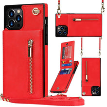 Load image into Gallery viewer, Cross-body Zipper Square Phone Case with Holder, For iPhone 14, For iPhone 14 Plus, For iPhone 14 Pro, For iPhone 14 Pro Max
