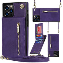 Load image into Gallery viewer, Cross-body Zipper Square Phone Case with Holder, For iPhone 14, For iPhone 14 Plus, For iPhone 14 Pro, For iPhone 14 Pro Max