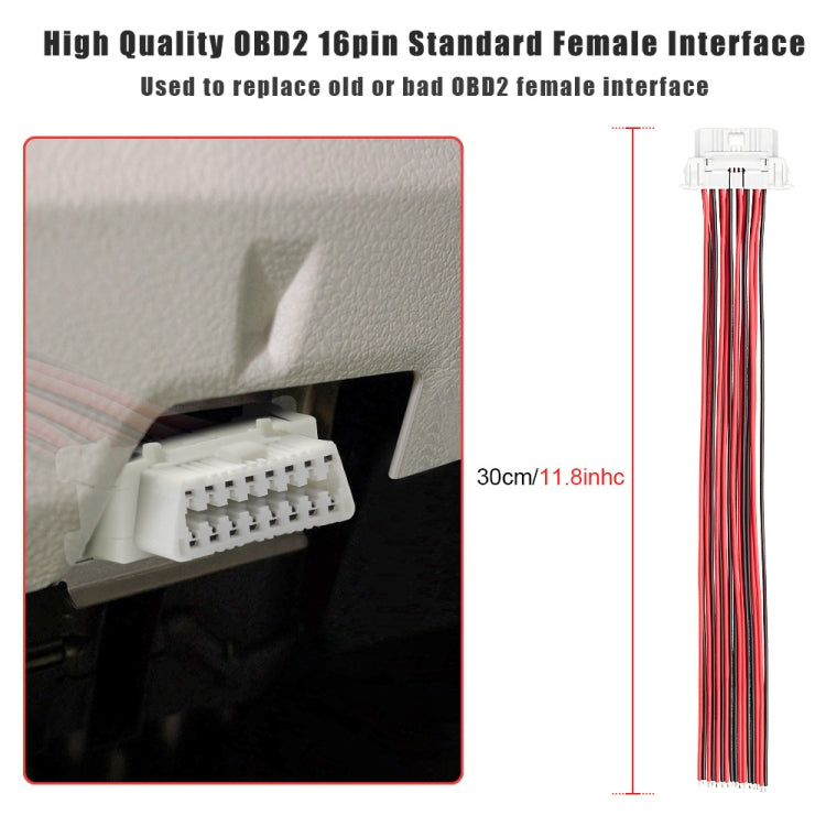 30cm 16Pin Fixed Terminal Extension Cable, Female Plug for Honda, Female Plug for Volkswagen, Male Plug, Female Plug, Female Plug for KIA