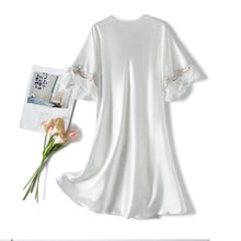 Load image into Gallery viewer, Scalloped Edge V-Neck Mid Sleeve Loose Women Nightdress, S, M, L, XL