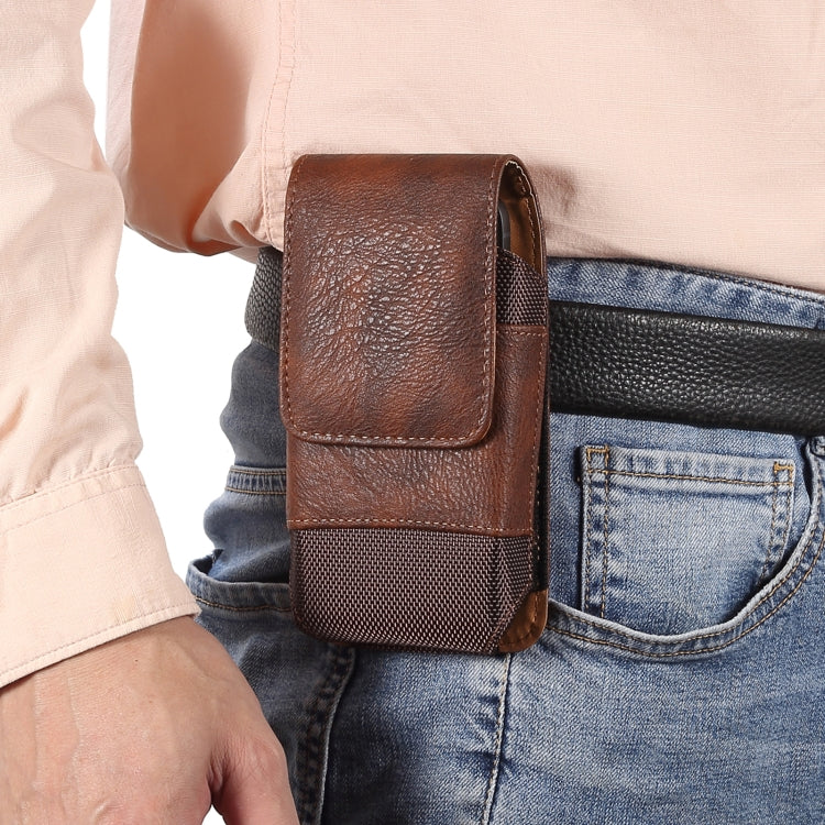 Mobile Phone Cowhide Texture Oxford Cloth Waist Bag