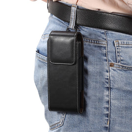 Lambskin Texture Leather Waist Bag for Folding Mobile Phone
