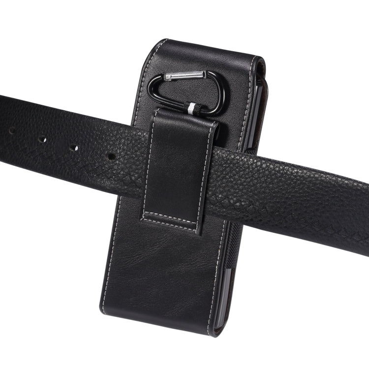 Lambskin Texture Leather Waist Bag for Folding Mobile Phone