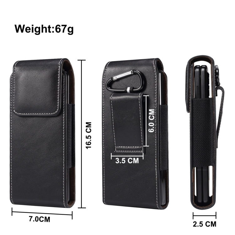 Lambskin Texture Leather Waist Bag for Folding Mobile Phone
