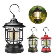 Load image into Gallery viewer, Portable Retro Hanging Lamp Lantern Camping Tent Light, USB Charging, Battery Type, Not Included Battery