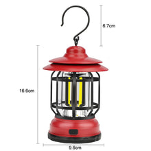 Load image into Gallery viewer, Portable Retro Hanging Lamp Lantern Camping Tent Light, USB Charging, Battery Type, Not Included Battery