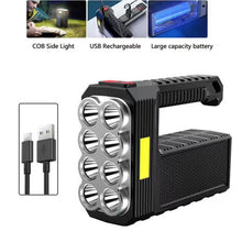 Load image into Gallery viewer, Super Bright Waterproof 8 LED Camping Flashlight Lamp, USB Charging, Solar Charging