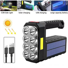 Load image into Gallery viewer, Super Bright Waterproof 8 LED Camping Flashlight Lamp, USB Charging, Solar Charging