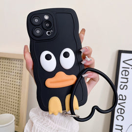 Wave Edge Big Duck Silicone Phone Case with Wristband, For iPhone 14, For iPhone 14 Plus, For iPhone 14 Pro, For iPhone 14 Pro Max, For iPhone 13, For iPhone 13 Pro, For iPhone 13 Pro Max, For iPhone 12, For iPhone 12 Pro