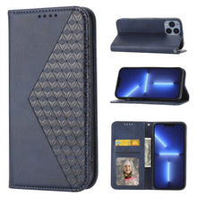 Load image into Gallery viewer, Cubic Grid Calf Texture Magnetic Closure Leather Phone Case, For iPhone 14, For iPhone 14 Plus, For iPhone 14 Pro, For iPhone 14 Pro Max, For iPhone 13 mini, For iPhone 13, For iPhone 13 Pro, For iPhone 13 Pro Max