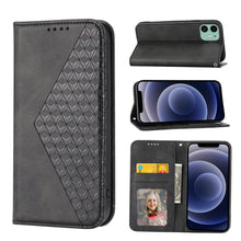 Load image into Gallery viewer, Cubic Grid Calf Texture Magnetic Closure Leather Phone Case, For iPhone 12 mini, For iPhone 12 / 12 Pro, For iPhone 12 Pro Max, For iPhone 11, For iPhone 11 Pro, For iPhone 11 Pro Max, For iPhone X / XS, For iPhone XR