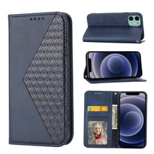 Load image into Gallery viewer, Cubic Grid Calf Texture Magnetic Closure Leather Phone Case, For iPhone 12 mini, For iPhone 12 / 12 Pro, For iPhone 12 Pro Max, For iPhone 11, For iPhone 11 Pro, For iPhone 11 Pro Max, For iPhone X / XS, For iPhone XR