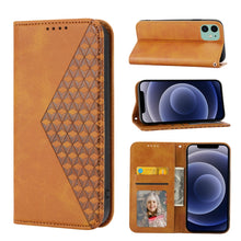 Load image into Gallery viewer, Cubic Grid Calf Texture Magnetic Closure Leather Phone Case, For iPhone 12 mini, For iPhone 12 / 12 Pro, For iPhone 12 Pro Max, For iPhone 11, For iPhone 11 Pro, For iPhone 11 Pro Max, For iPhone X / XS, For iPhone XR