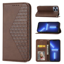 Load image into Gallery viewer, Cubic Grid Calf Texture Magnetic Closure Leather Phone Case, For iPhone 12 mini, For iPhone 12 / 12 Pro, For iPhone 12 Pro Max, For iPhone 11, For iPhone 11 Pro, For iPhone 11 Pro Max, For iPhone X / XS, For iPhone XR
