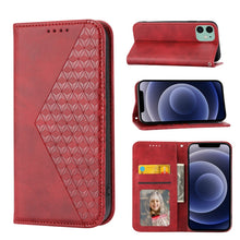 Load image into Gallery viewer, Cubic Grid Calf Texture Magnetic Closure Leather Phone Case, For iPhone 12 mini, For iPhone 12 / 12 Pro, For iPhone 12 Pro Max, For iPhone 11, For iPhone 11 Pro, For iPhone 11 Pro Max, For iPhone X / XS, For iPhone XR