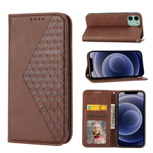 Load image into Gallery viewer, Cubic Grid Calf Texture Magnetic Closure Leather Phone Case, For iPhone 12 mini, For iPhone 12 / 12 Pro, For iPhone 12 Pro Max, For iPhone 11, For iPhone 11 Pro, For iPhone 11 Pro Max, For iPhone X / XS, For iPhone XR