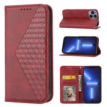 Load image into Gallery viewer, Cubic Grid Calf Texture Magnetic Closure Leather Phone Case, For iPhone 12 mini, For iPhone 12 / 12 Pro, For iPhone 12 Pro Max, For iPhone 11, For iPhone 11 Pro, For iPhone 11 Pro Max, For iPhone X / XS, For iPhone XR