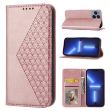 Load image into Gallery viewer, Cubic Grid Calf Texture Magnetic Closure Leather Phone Case, For iPhone 12 mini, For iPhone 12 / 12 Pro, For iPhone 12 Pro Max, For iPhone 11, For iPhone 11 Pro, For iPhone 11 Pro Max, For iPhone X / XS, For iPhone XR