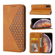 Load image into Gallery viewer, Cubic Grid Calf Texture Magnetic Closure Leather Phone Case, For iPhone 12 mini, For iPhone 12 / 12 Pro, For iPhone 12 Pro Max, For iPhone 11, For iPhone 11 Pro, For iPhone 11 Pro Max, For iPhone X / XS, For iPhone XR