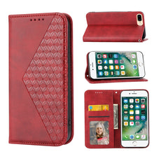Load image into Gallery viewer, Cubic Grid Calf Texture Magnetic Closure Leather Phone Case, For iPhone XS Max, For iPhone SE 2022 / SE 2020 / 7 / 8, For iPhone 7 Plus / 8 Plus